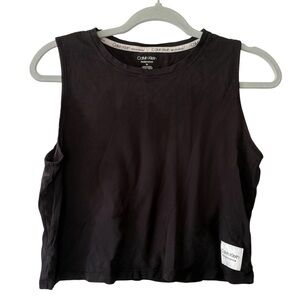Calvin Klein Performance Black Cropped Athletic Tank Top Boxy Oversized Sz M